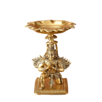 Superfine Brass Garuda Aasan Lamp | 6.5" x 5.7" x 6.5" (16.5 x 14.5 x 16.5 cm) | Vintage Polish | Sacred Light Divine Art